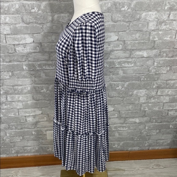 Classic Black & White Gingham Tiered Women's Dress - Picture 3 of 6